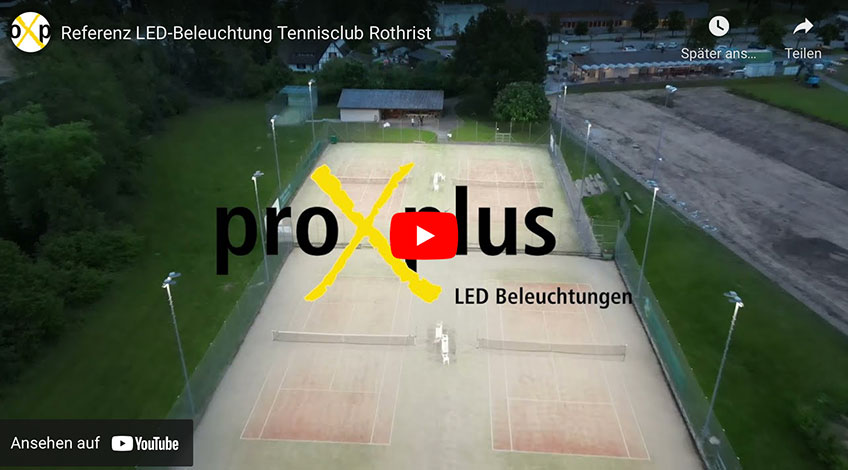 Tennisplatz Flutlicht Beleuchtung Drohne